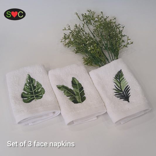 Set of 3 Green Leaves Face Napkins