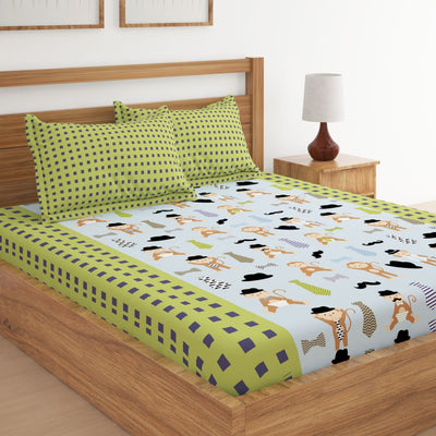 Monkey Cartoon Print Bed Sheet