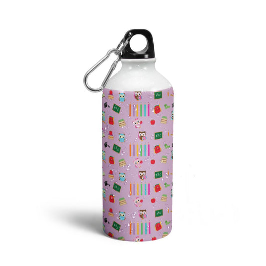 Back to School Pink Owl Print Sipper Bottles