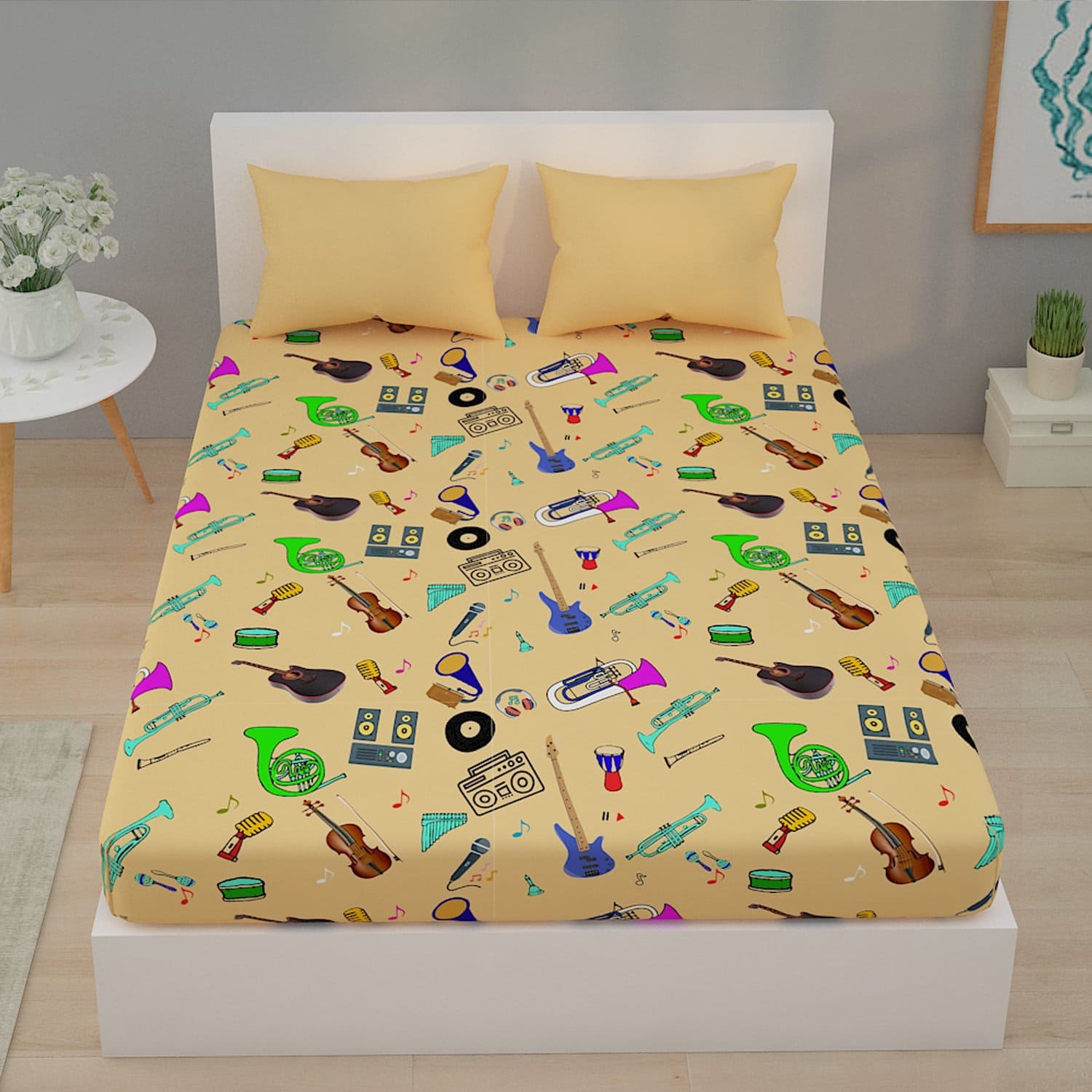 Musical Instruments Print Bed Sheet