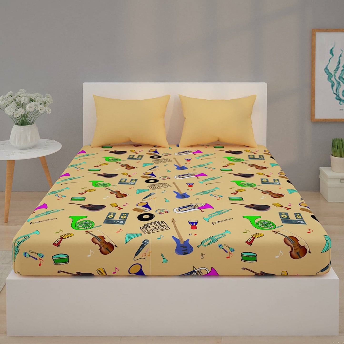 Musical Instruments Print Bed Sheet