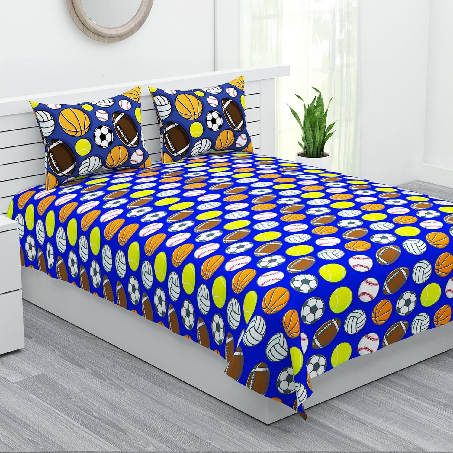 Balls Blue Print Bed Sheet