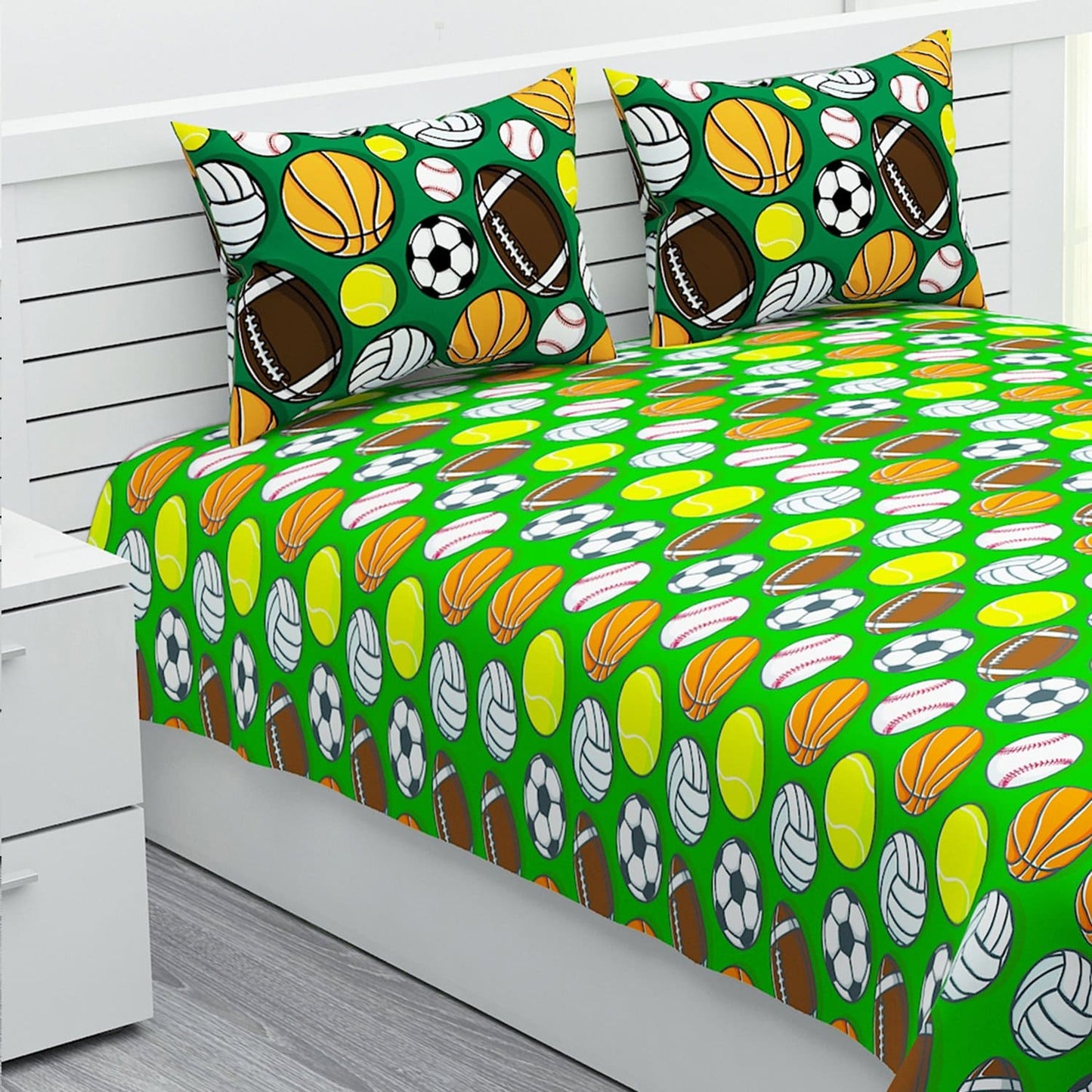 Balls Green Print Bed Sheet