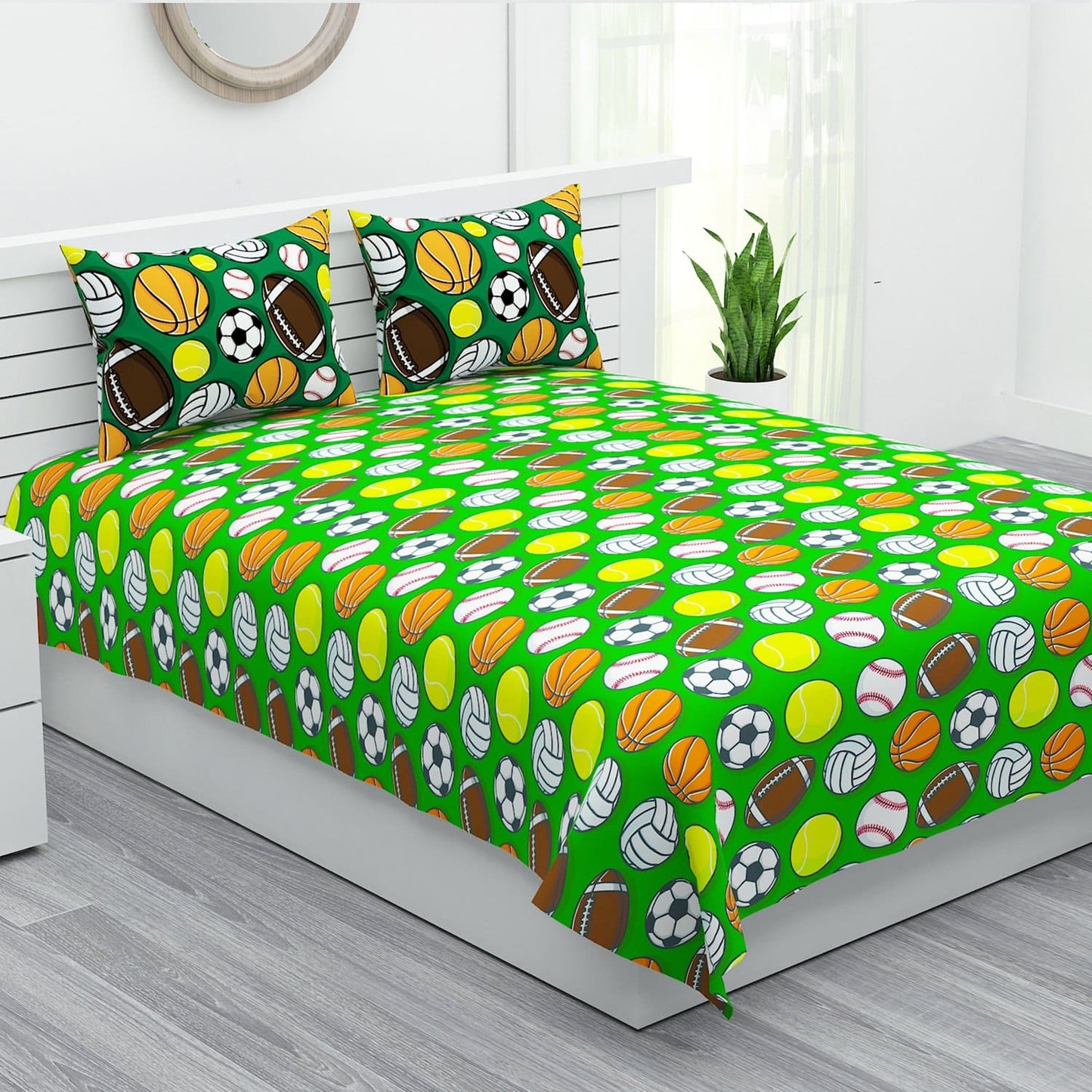 Balls Green Print Bed Sheet