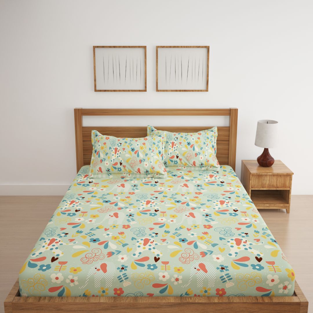 Baby Elephant Print Bed Sheet