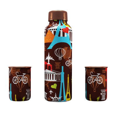 BROWN TRAVEL COPPER BOTTLES