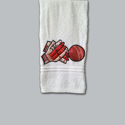 Cricket Embroidered Personalized Towel Set white