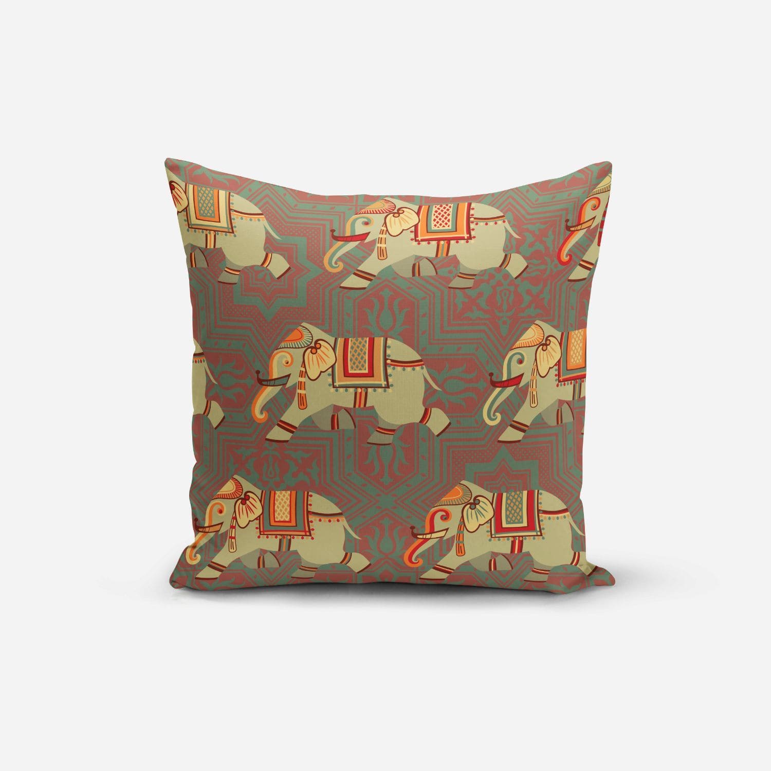 Golden Elephant Print Cushion Cover