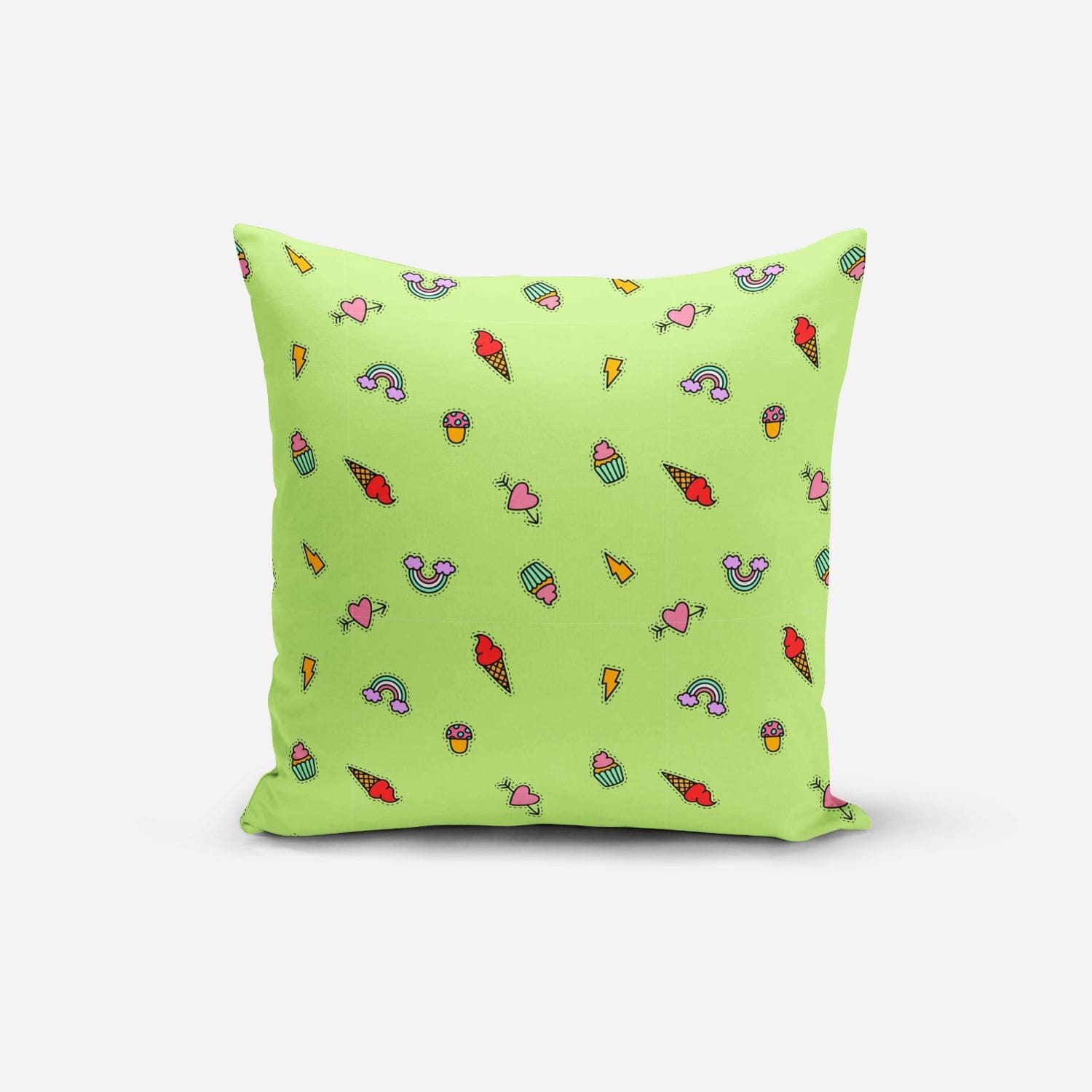 Icecream Dark Green Print Cushion Cover