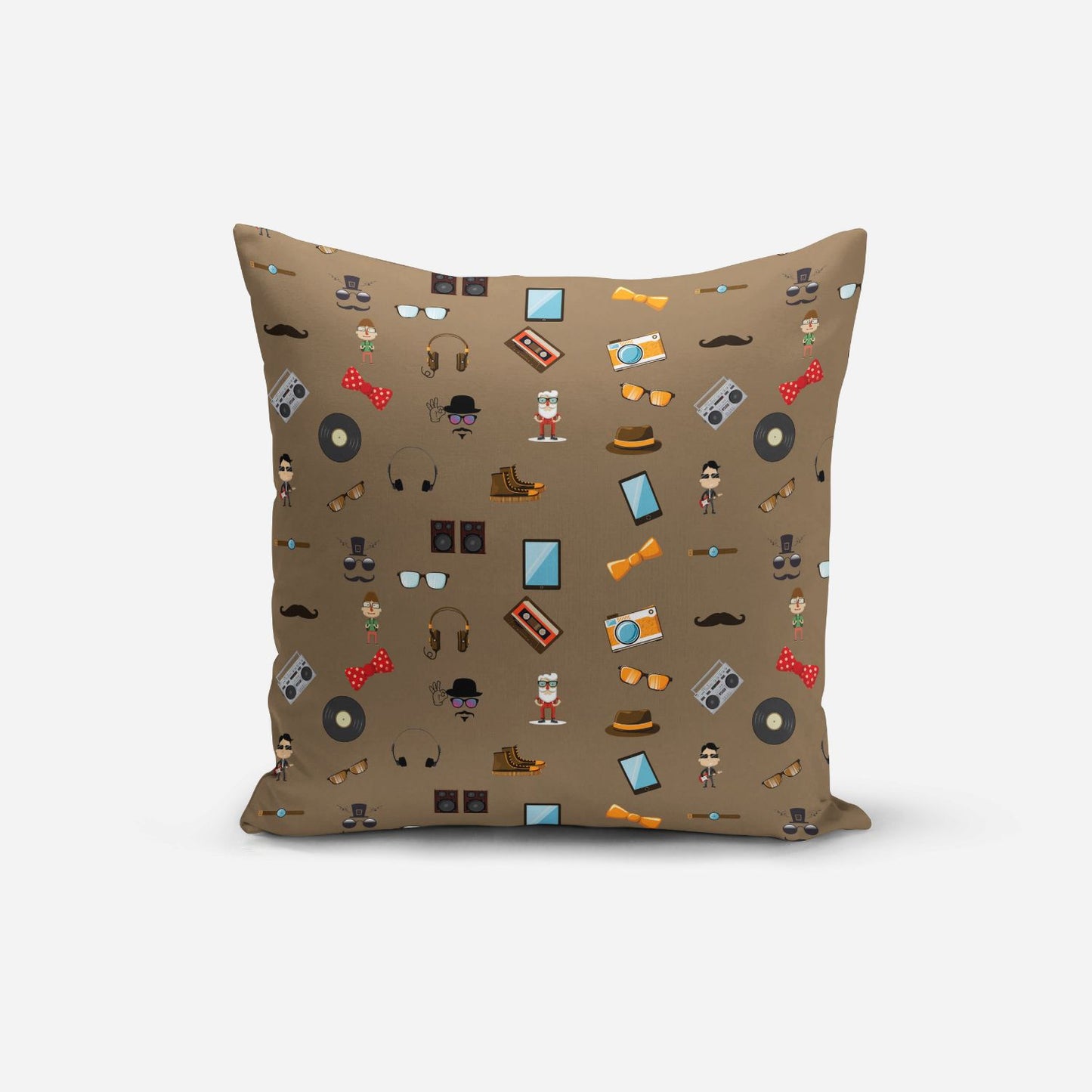 Retro Brown Print Cushion Cover