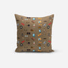 Retro Brown Print Cushion Cover