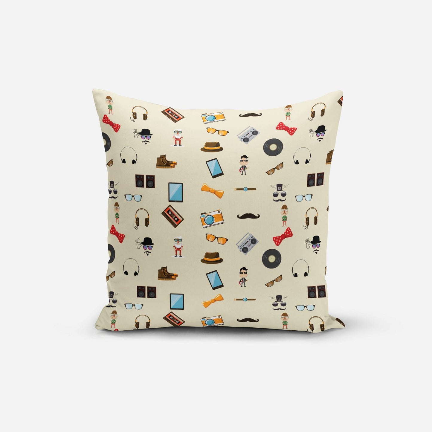 Retro cream Print Cushion Cover