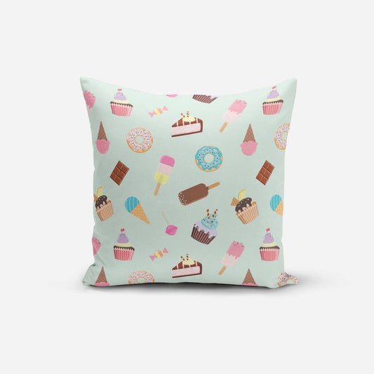 Icecream Light Green Print Cushion Cover