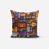 Brown Retro Print Cushion Cover