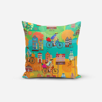 Cycle Print Cushion Cover