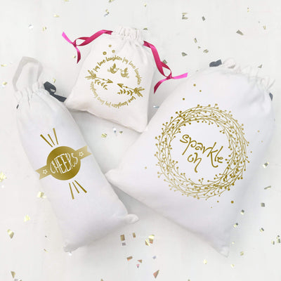 Gift Bags Festive Collection Sparkle Gold on White