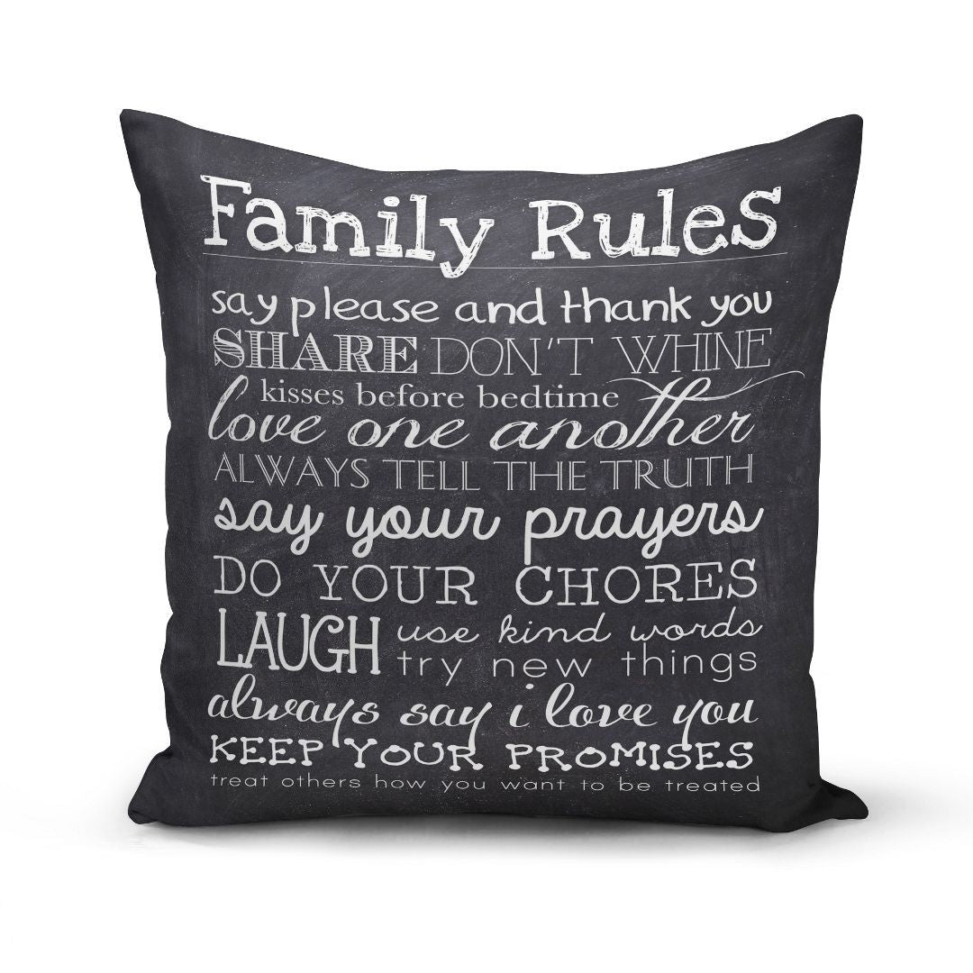 Family rules Grey Cushion Cover