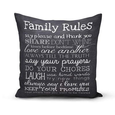 Family rules and Love grows print Grey set of Two Cushion Covers