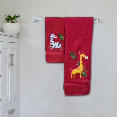 Giraffe Zebra Embroidered Personalized Towel