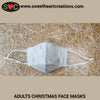 Adults Christmas Face Mask Pack of 4 100% Cotton Box Pattern with adjustable loop