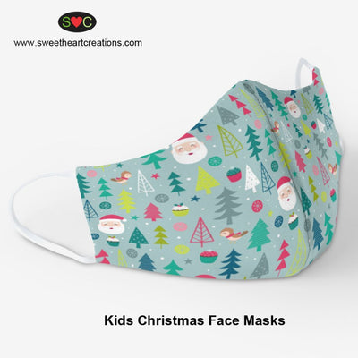 Kids Christmas Face Mask Pack of 3 Masks 100% Cotton soft and breathable