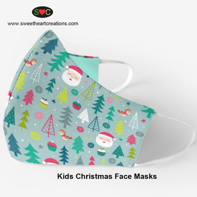 Kids Christmas Face Mask Pack of 3 Masks 100% Cotton soft and breathable