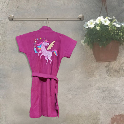 Kids Embroidered Bathrobes Unicorn Voilet