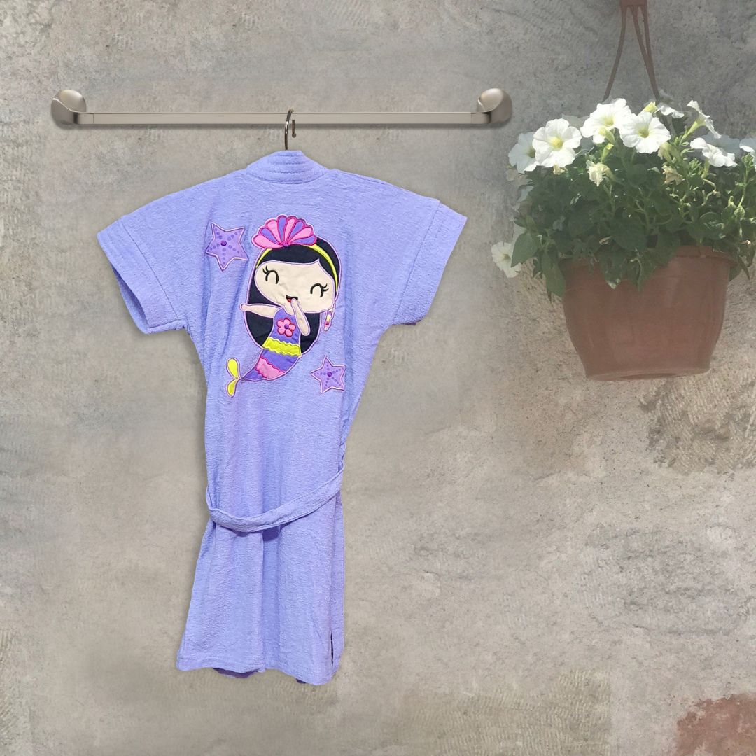 Kids Embroidered Bathrobes Mermaid