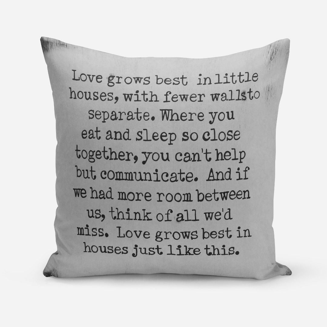 Family rules and Love grows print Grey set of Two Cushion Covers