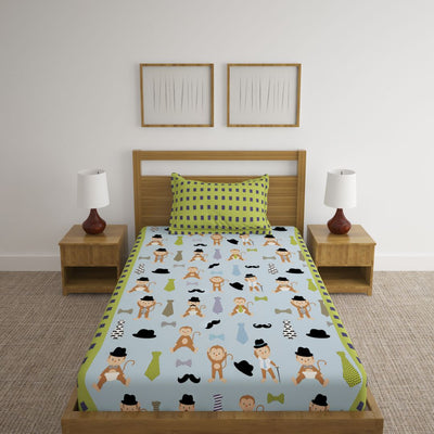 Monkey Cartoon Print Bed Sheet