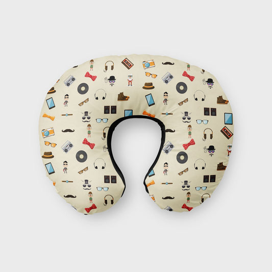 RETRO CREAM Print NECK PILLOW