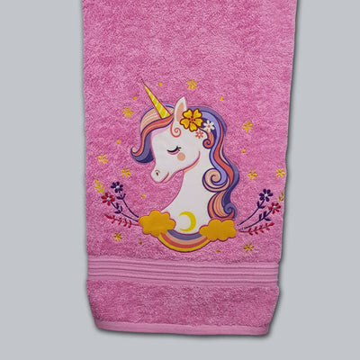 New Unicorn Embroidered Personalized Towel Pink