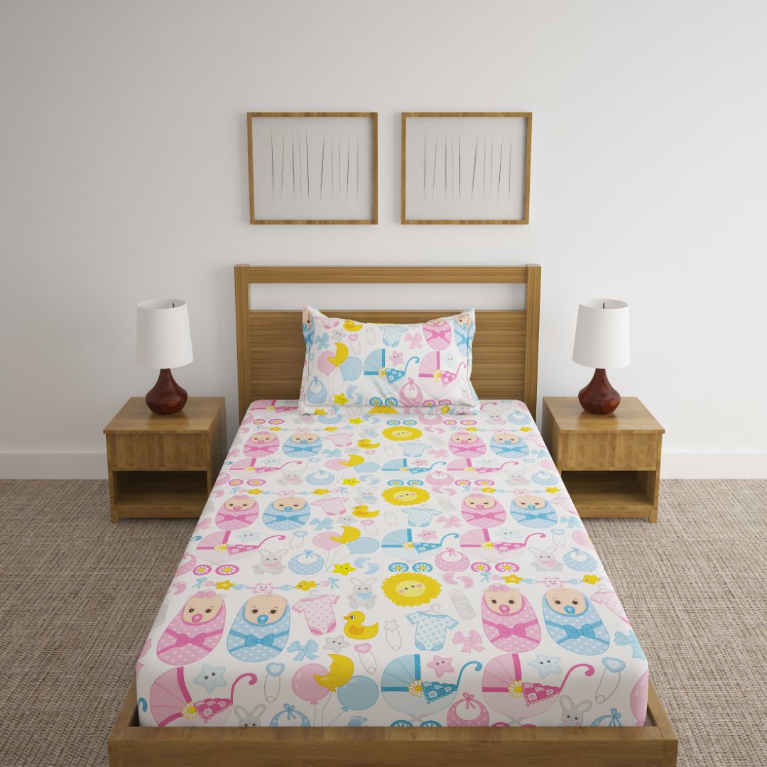 Baby Shower  Print Bed Sheet