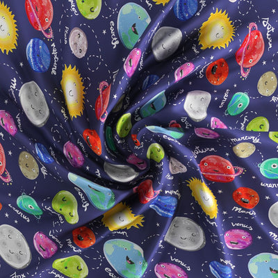 Cartoon Planets Print Bed Sheet