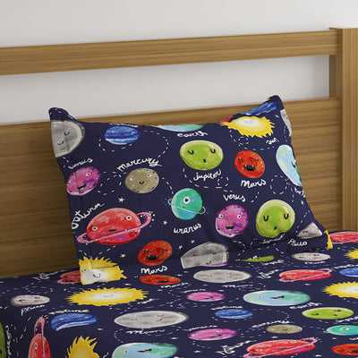 Cartoon Planets Print Bed Sheet