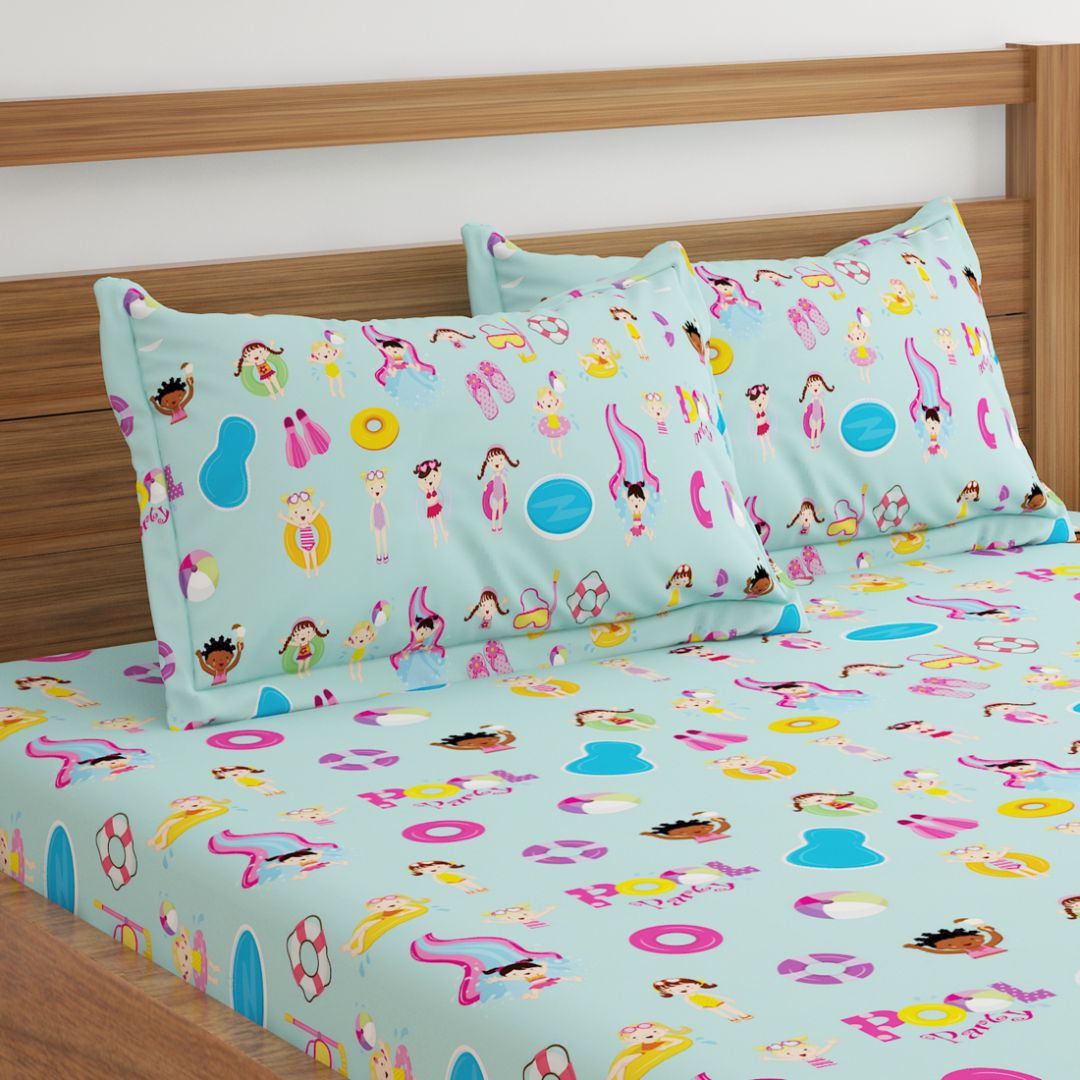 Pool Party Print Bed Sheet