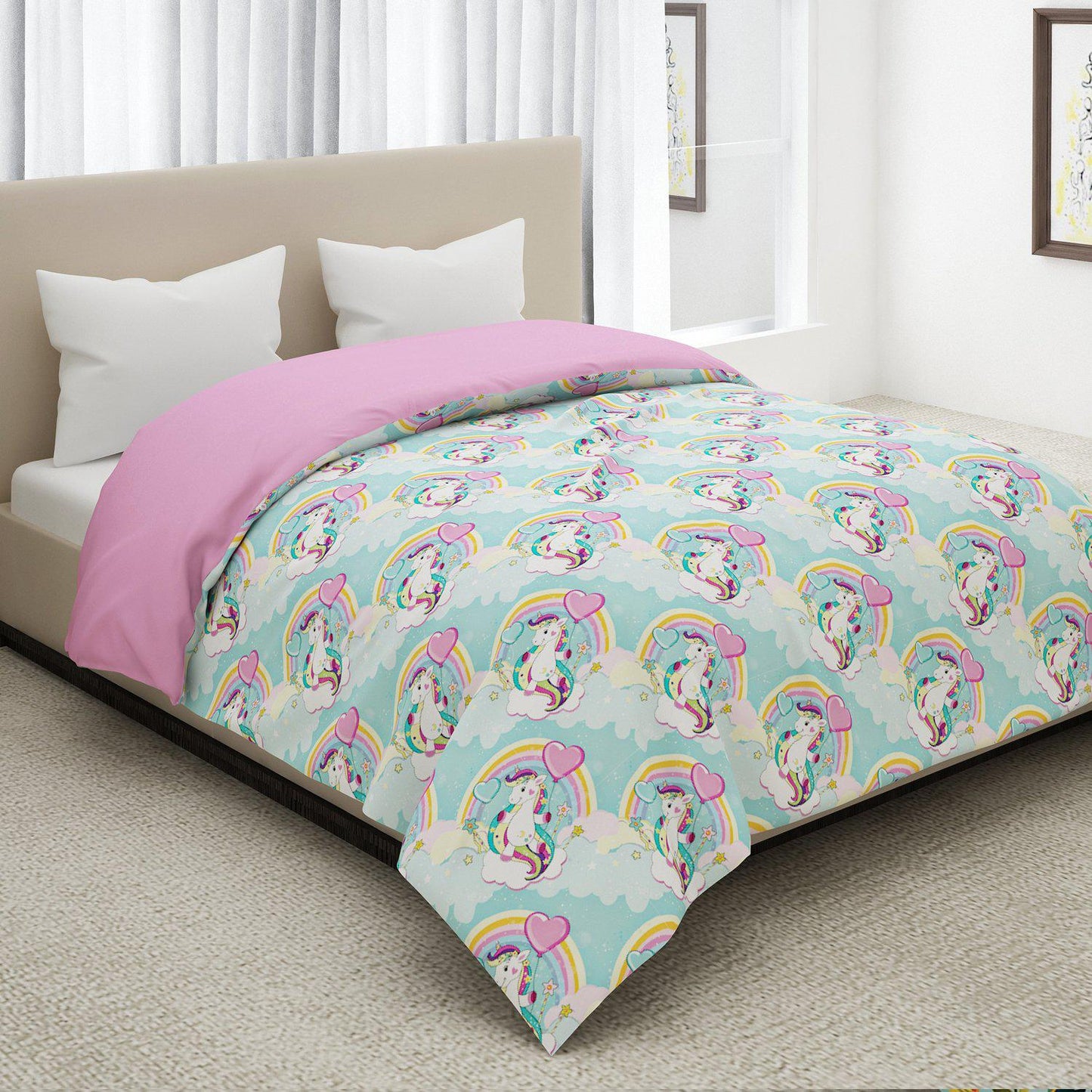 Unicorn Rainbow Print Quilt