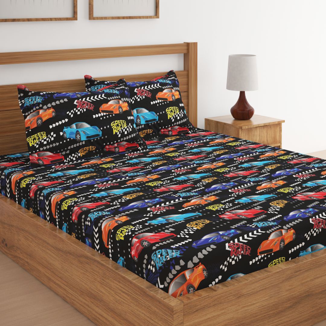 Formula One Racing Cars Print Bed Sheet