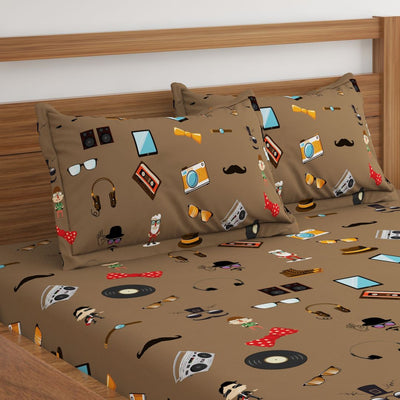 Retro Brown Print Bed Sheet