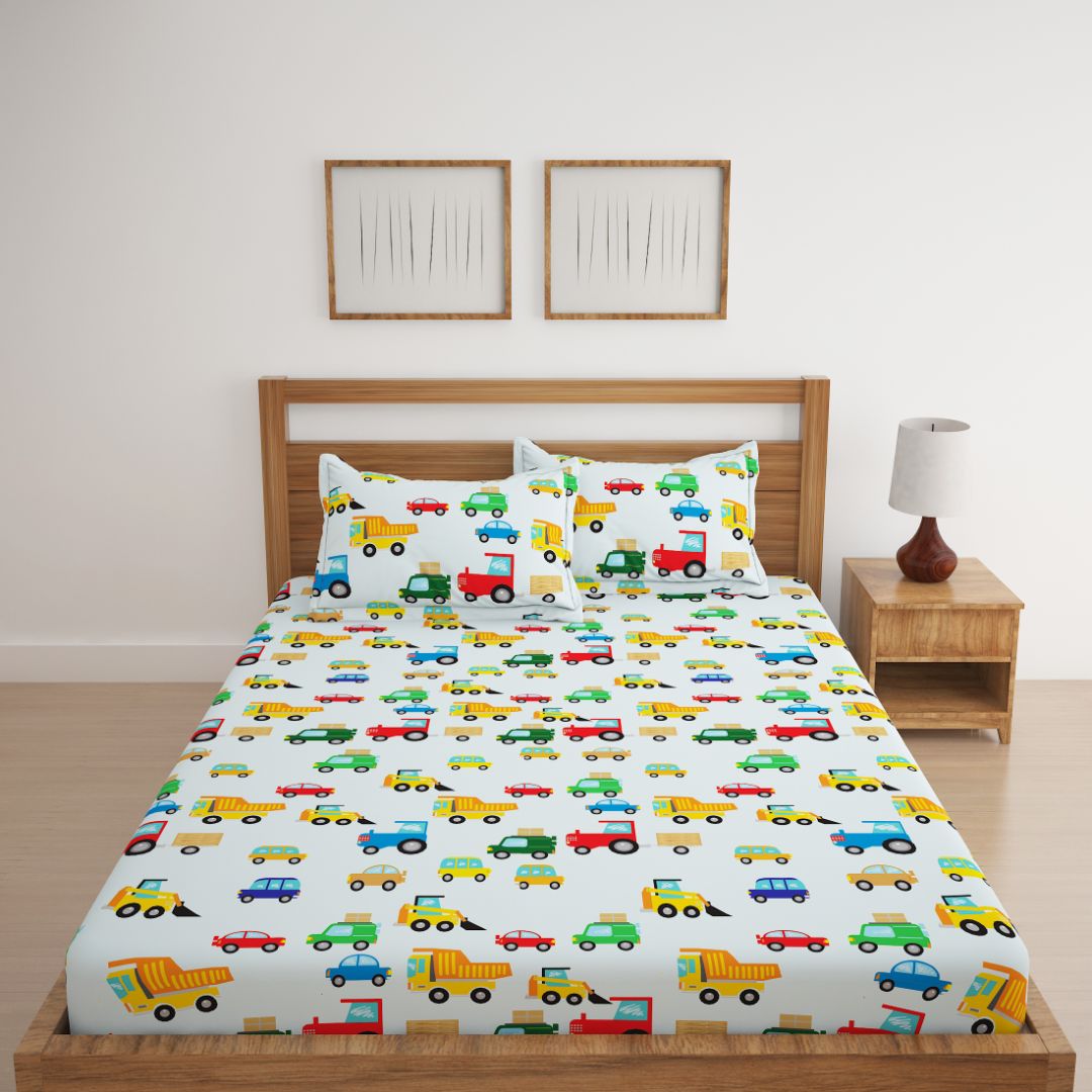 Car print 2025 bed sheet