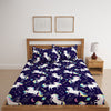 Unicorn Dark Blue Print Bed Sheet