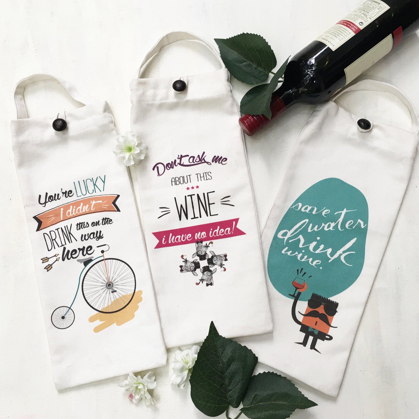 Wine Gift Bags Amusing Quotes Combo