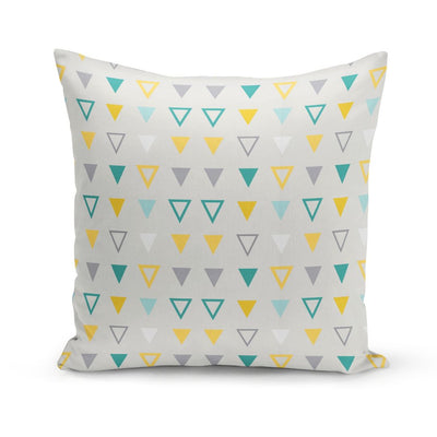 Yellow - Green - Grey Geometric Pattern Set of Five Cushion Covers