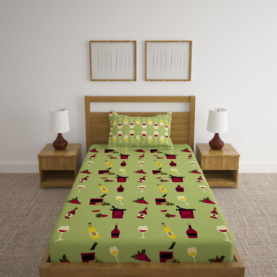 Wine Print Bed Sheet