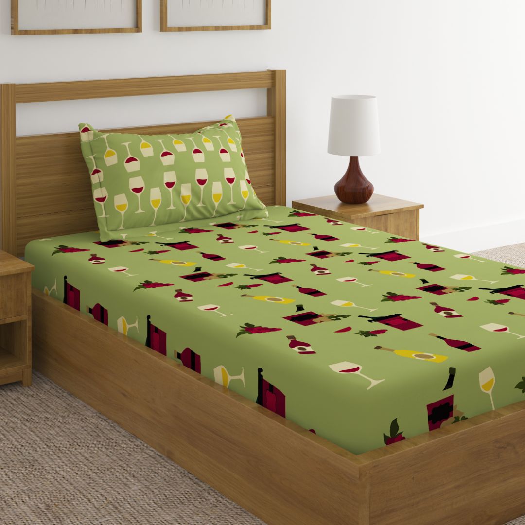 Wine Print Bed Sheet