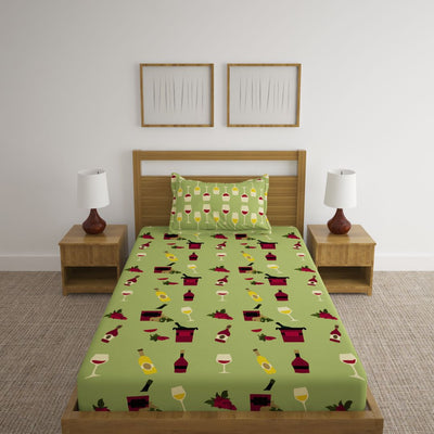 Wine Print Bed Sheet