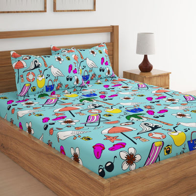 Beach Print Bed Sheet