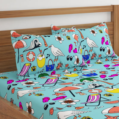 Beach Print Bed Sheet