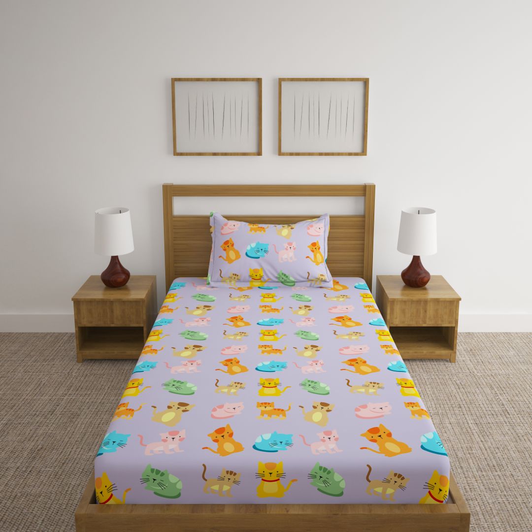 Cats Print Bed Sheet