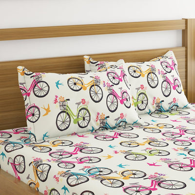 Bicycle Print Bed Sheet